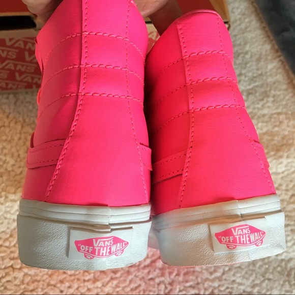 NWT Vans Sk8-Hi Slim Neon Pink Leather, W 9.5, M 8 - Picture 4 of 7